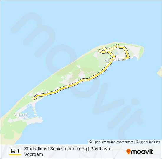 Bus 1 lijnkaart