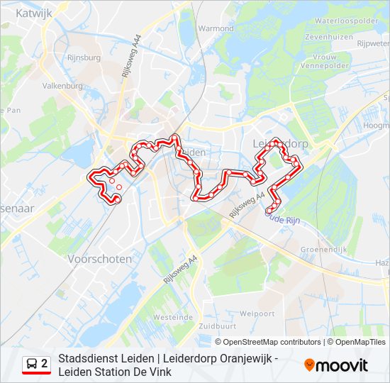Bus 2 lijnkaart