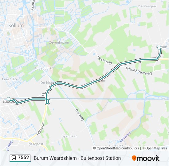 Bus 7552 lijnkaart