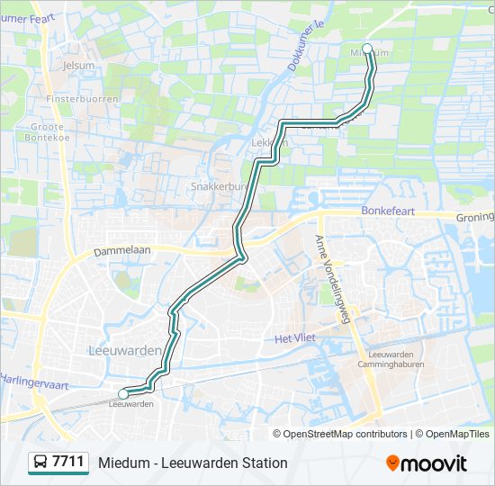 7711 bus Line Map