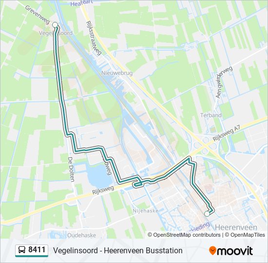Bus 8411 lijnkaart