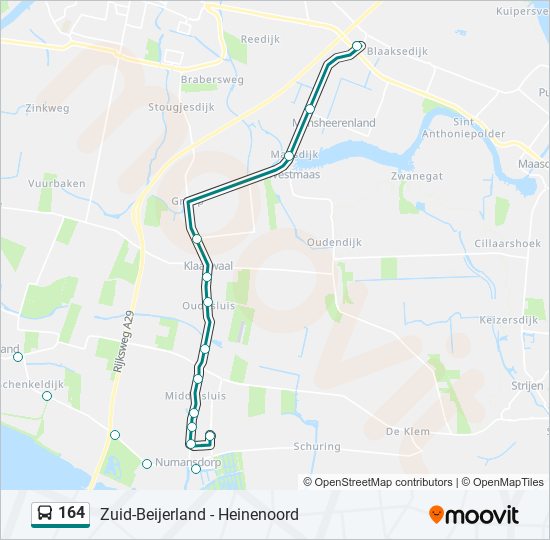 Bus 164 lijnkaart