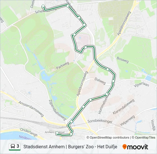 Bus 3 lijnkaart