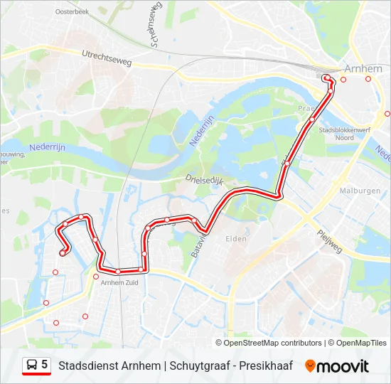 5 Bus Line Map