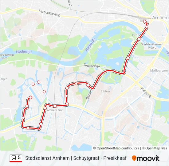 5 Bus Line Map