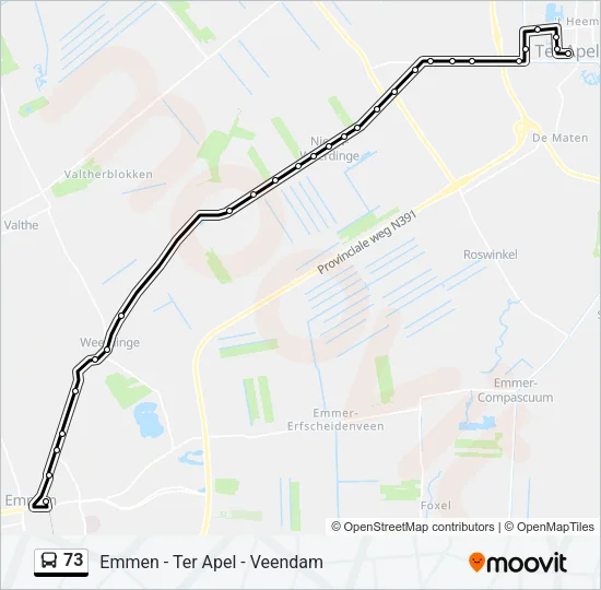 73 Bus Line Map