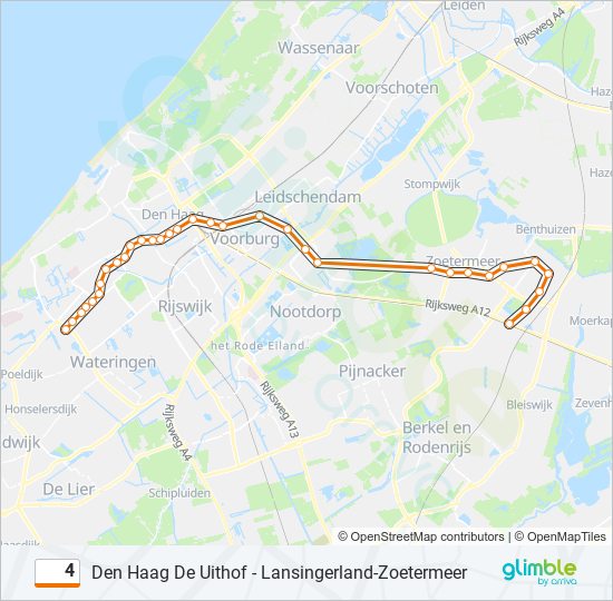 4 Route dienstregelingen, haltes en kaarten Den Haag De Uithof (Bijgewerkt) 4 Route dienstregelingen, haltes en kaarten Den Haag De Uithof (Bijgewerkt)