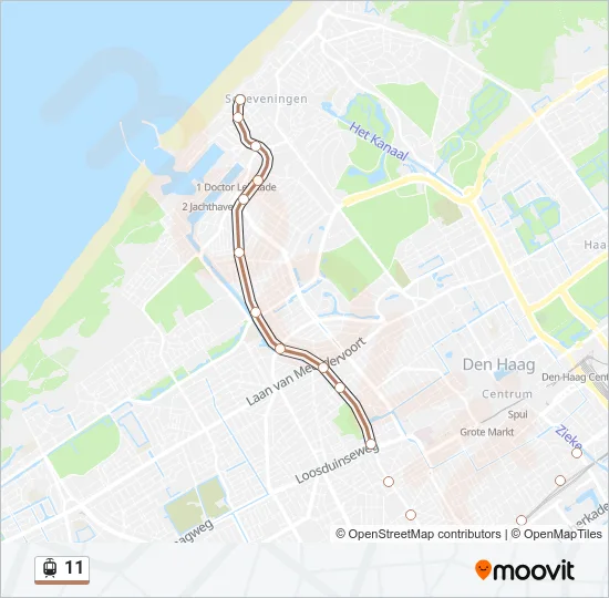 Tram 11 lijnkaart
