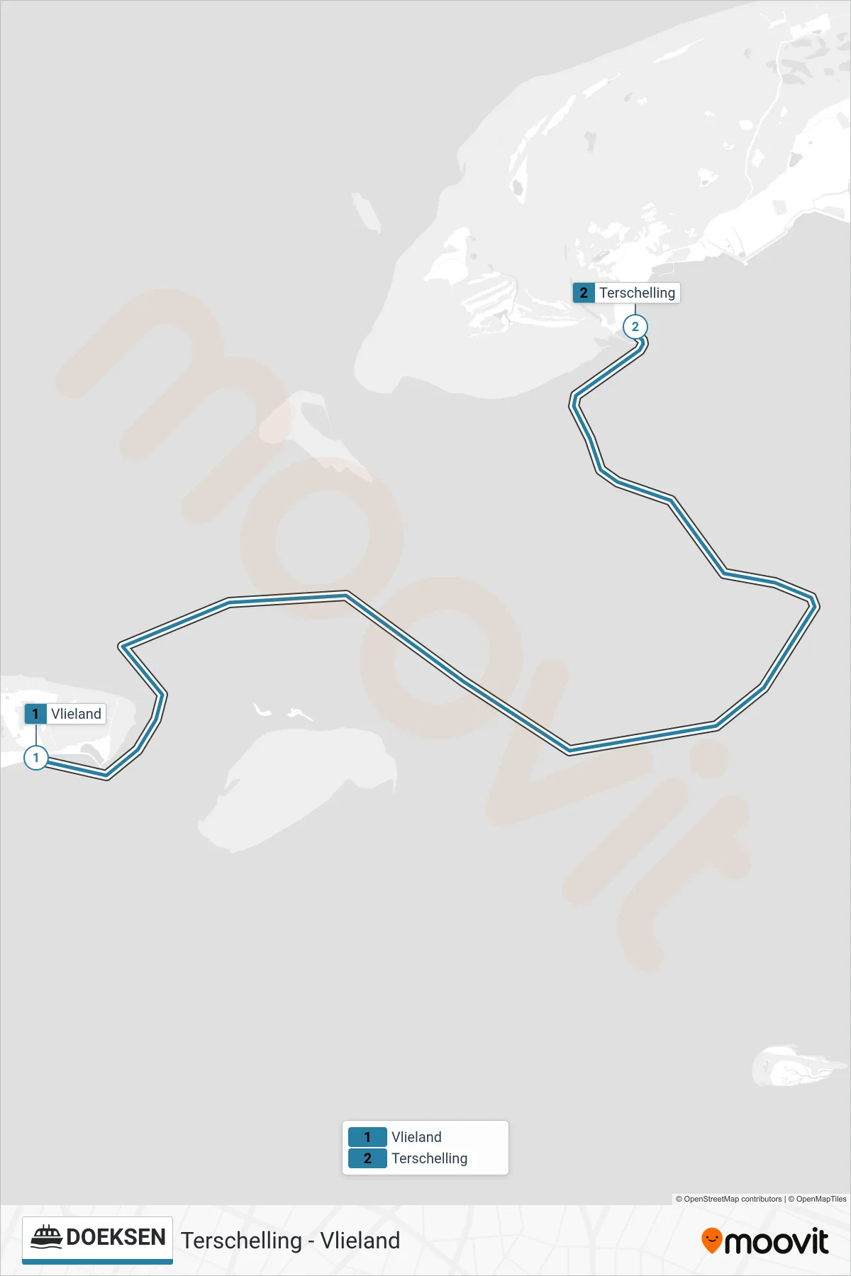 Lijn DOEKSEN (tram, Terschelling): route en haltes op de kaart