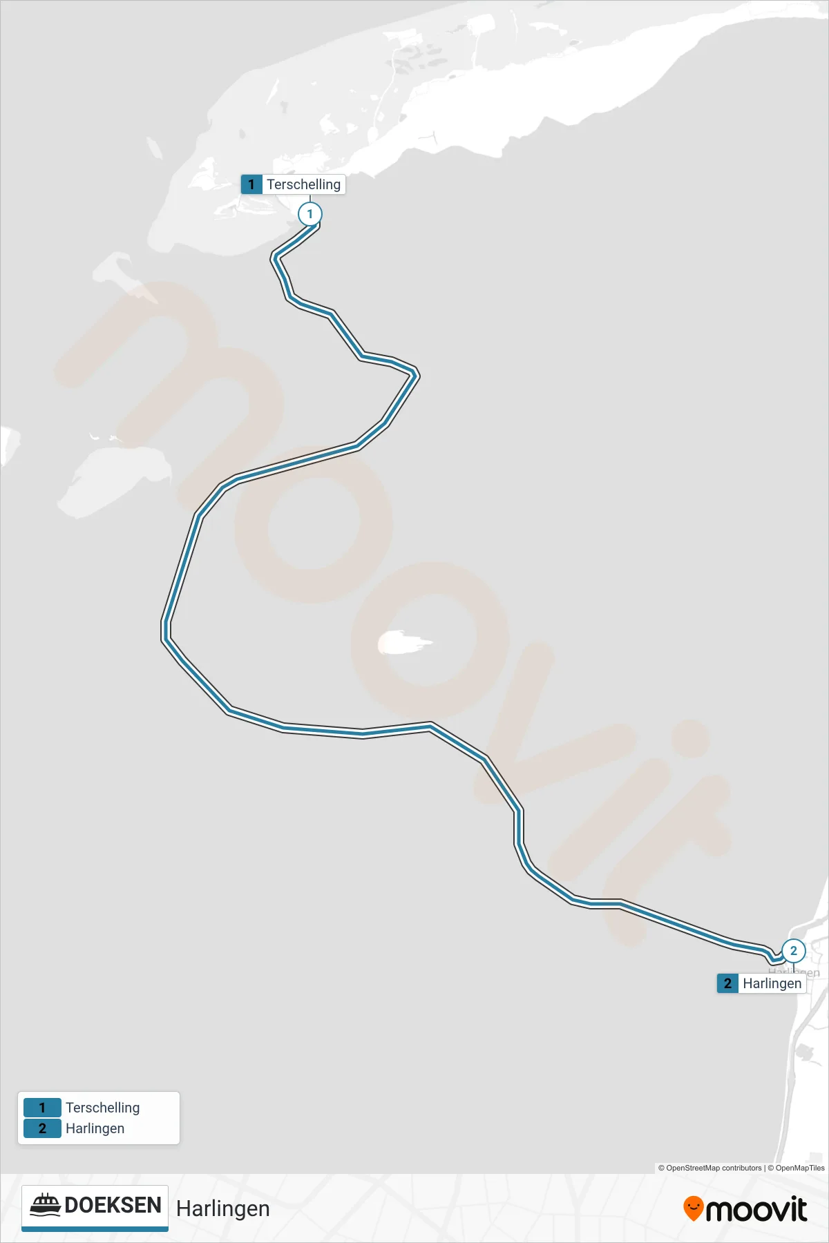 Lijn DOEKSEN (tram, Harlingen): route en haltes op de kaart