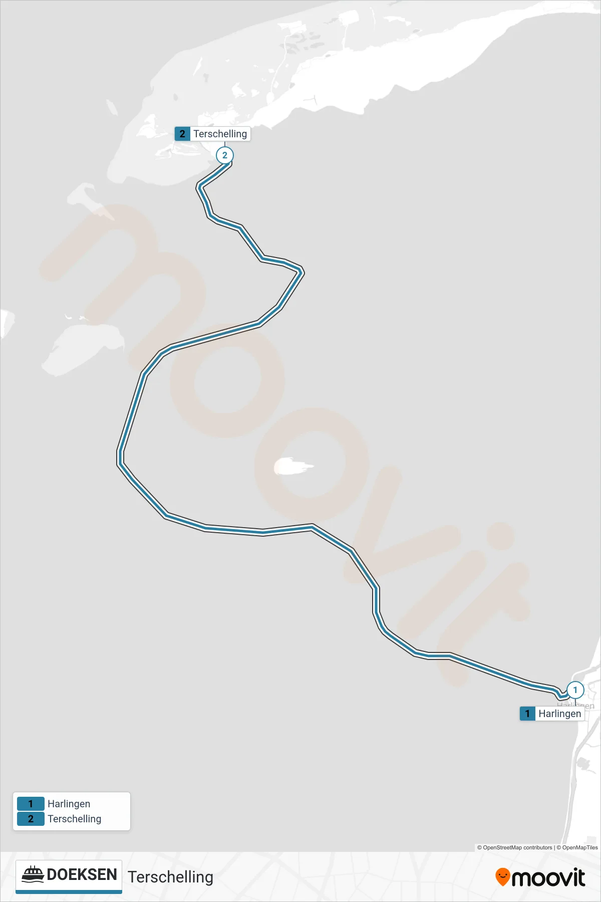 Lijn DOEKSEN (tram, Terschelling): route en haltes op de kaart