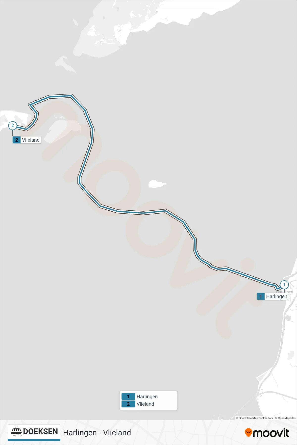 Linie DOEKSEN (Tram) Richtung Vlieland: Route und Haltestellen auf der Karte