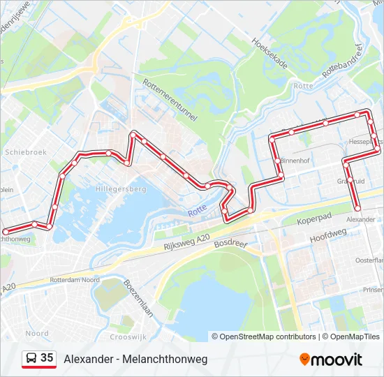 Bus 35 lijnkaart