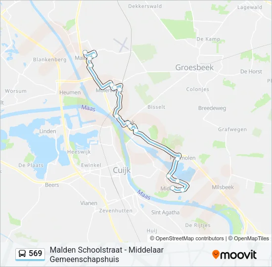 Bus 569 lijnkaart