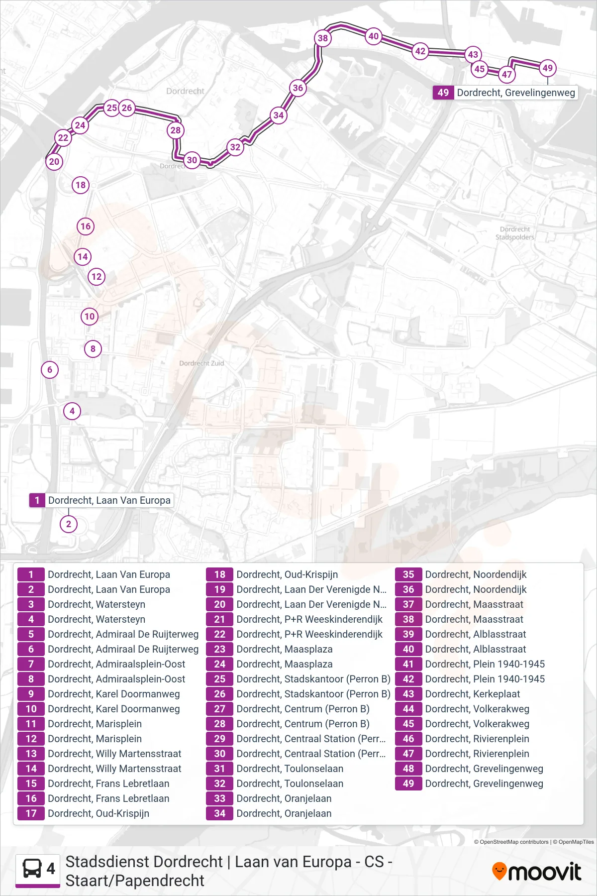 Linie 4 (Bus) Richtung Staart: Route und Haltestellen auf der Karte
