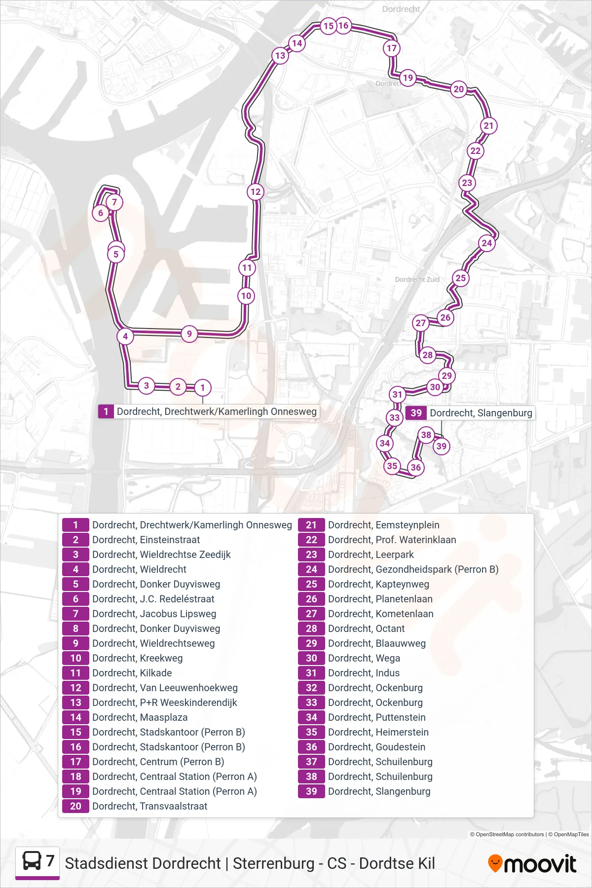 Lijn 7 (bus, Station/Sterrenburg): route en haltes op de kaart