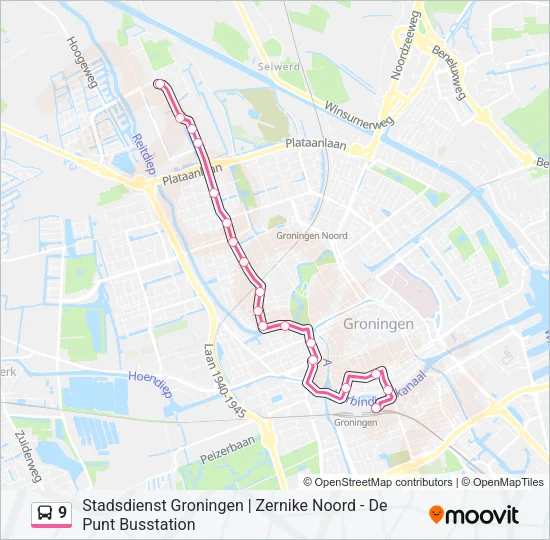 Bus 9 lijnkaart