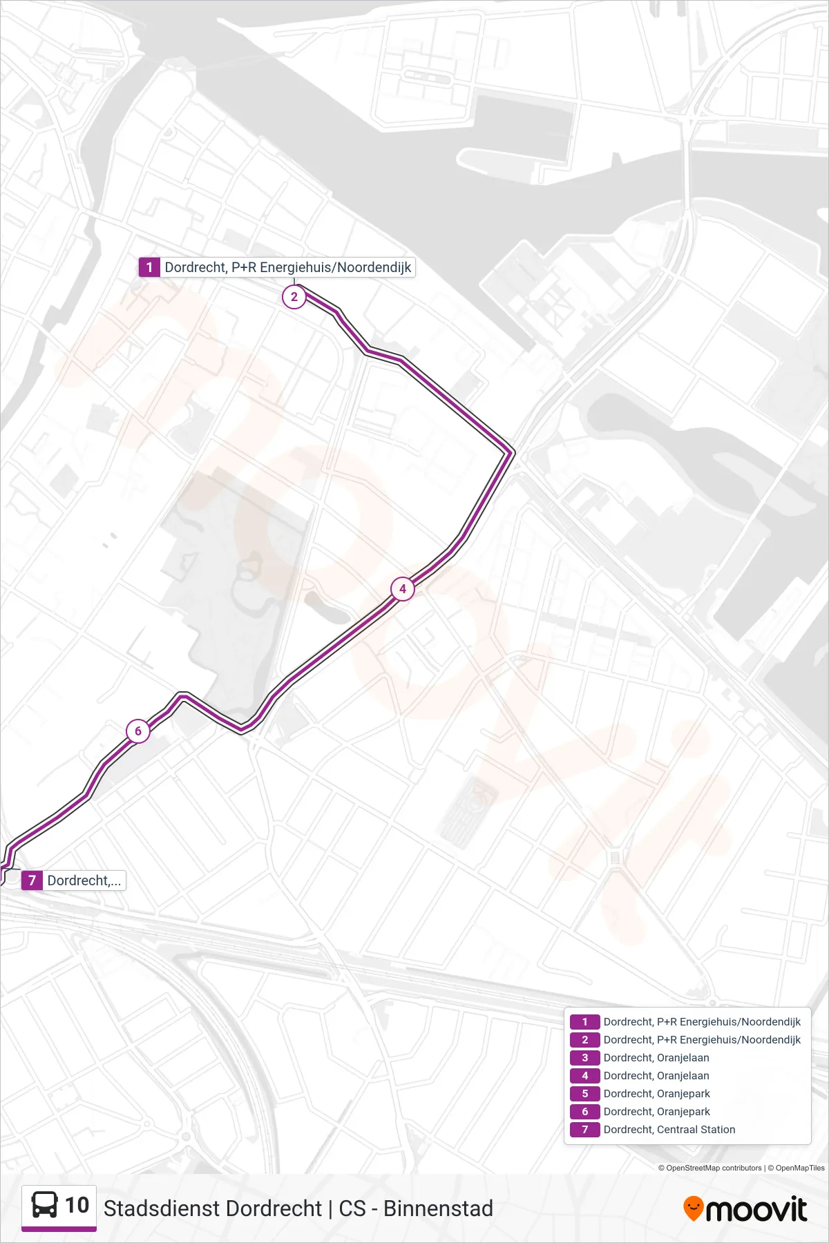 Lijn 10 (bus, Station): route en haltes op de kaart