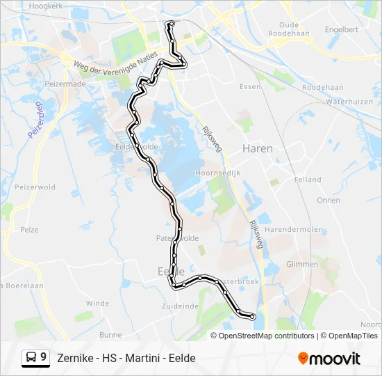 Bus 9 lijnkaart