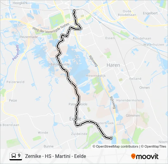 Bus 9 lijnkaart