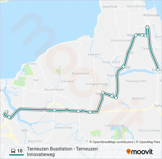 Bus 10 lijnkaart