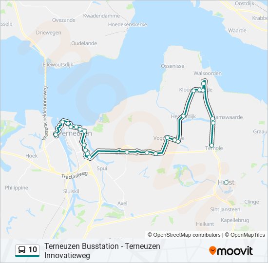 Bus 10 lijnkaart