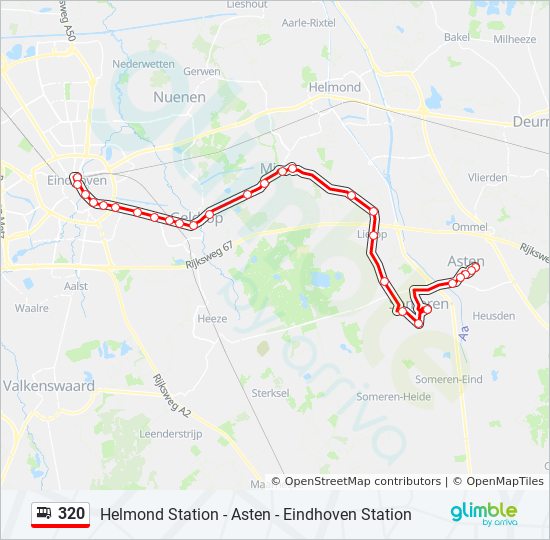 sessie Afhankelijk Farmacologie 320 Route: dienstregelingen, haltes en kaarten - Asten Florapl Via Someren