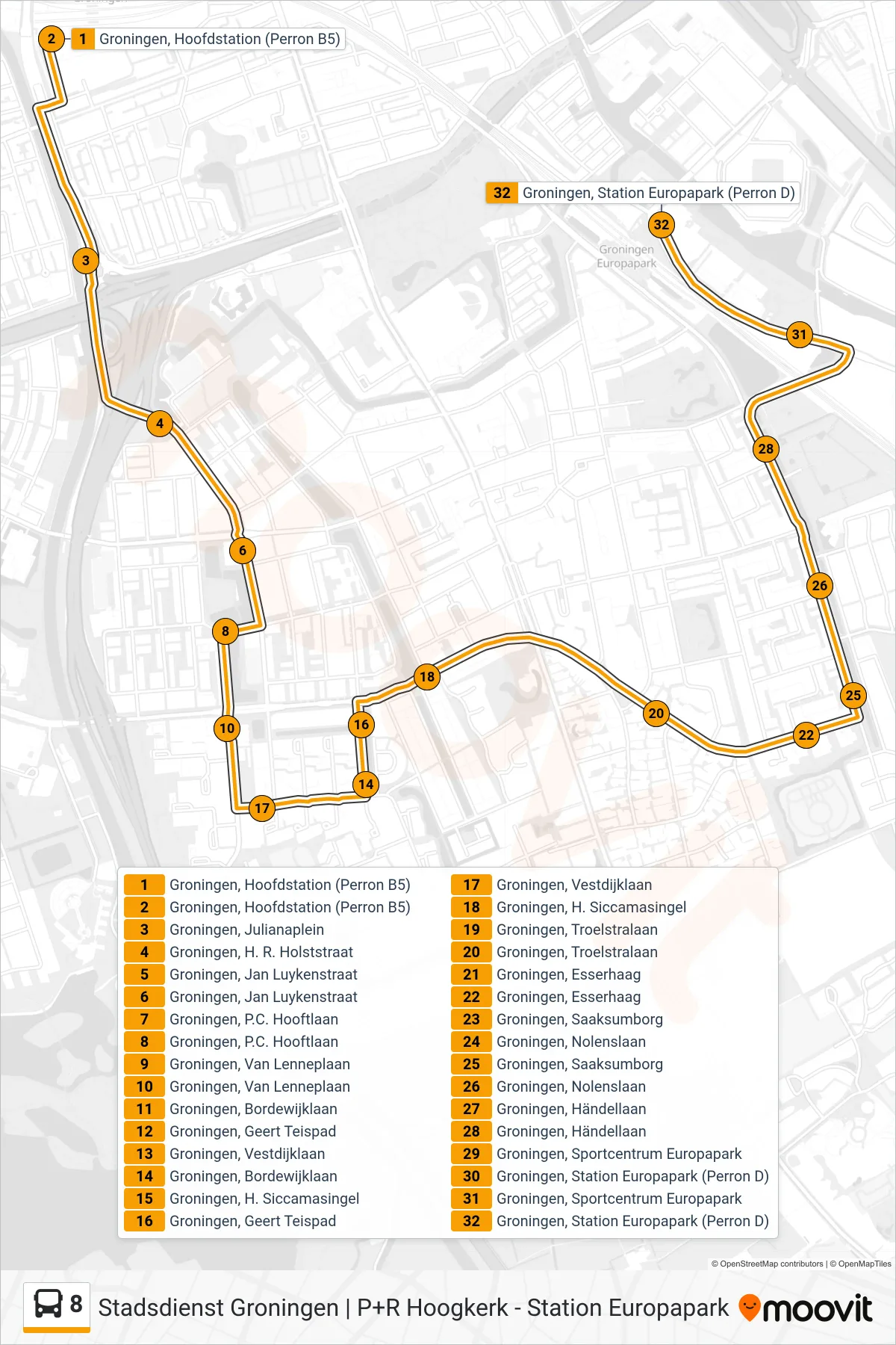 Lijn 8 (bus, Coendersborg): route en haltes op de kaart