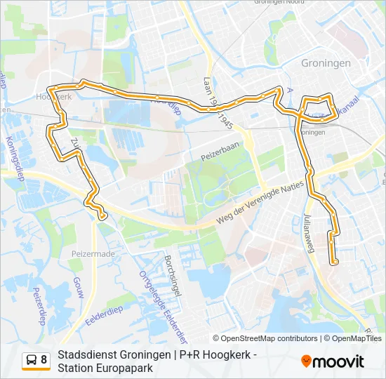 Bus 8 lijnkaart