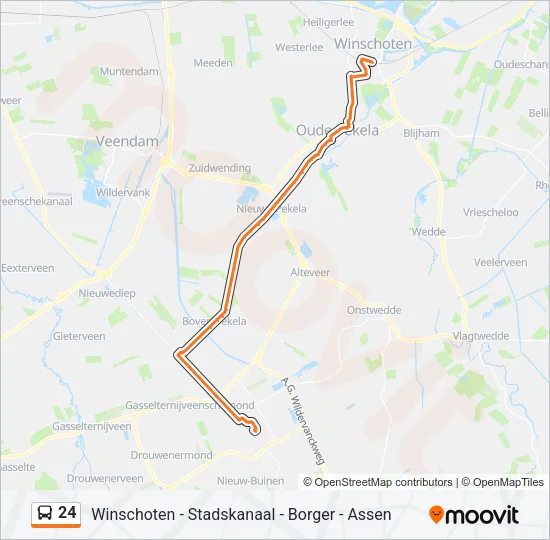 Bus 24 lijnkaart