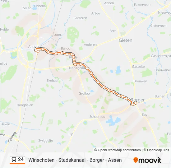 Bus 24 lijnkaart