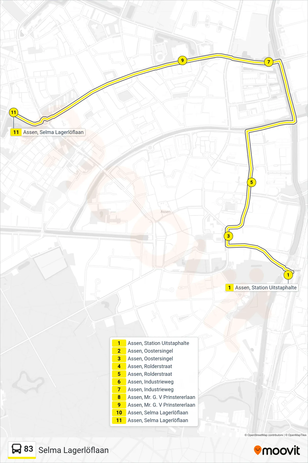 Lijn 83 (bus, Selma Lagerlöflaan): route en haltes op de kaart