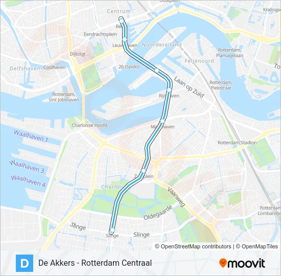 Metro D lijnkaart
