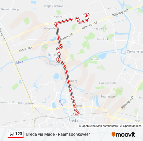 Bus 123 lijnkaart