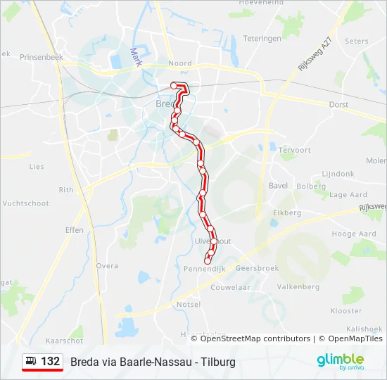 Bus 132 Route Map 132 Route: Schedules, Stops & Maps - Ulvenhout (Updated)