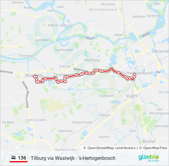 Bus 136 Route Map 136 Route: Schedules, Stops & Maps - Waalwijk Via Drunen (Updated)