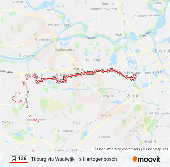 Bus 136 lijnkaart