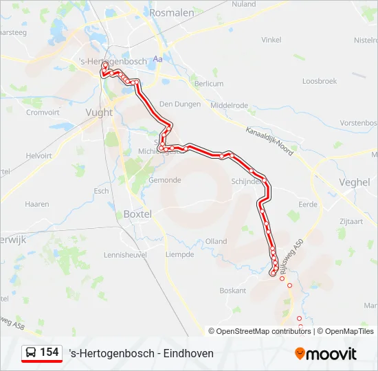 Bus 154 lijnkaart