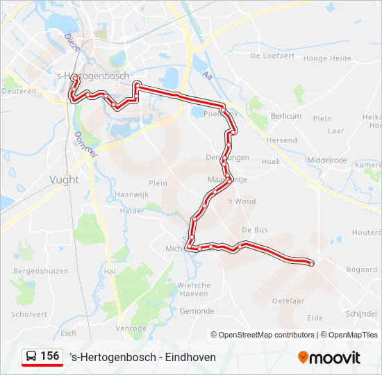 Bus 156 lijnkaart
