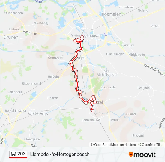 Bus 203 lijnkaart