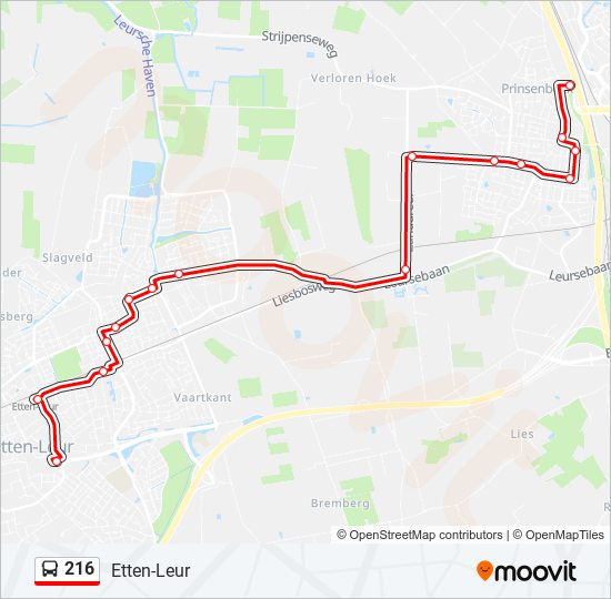 216 bus Line Map