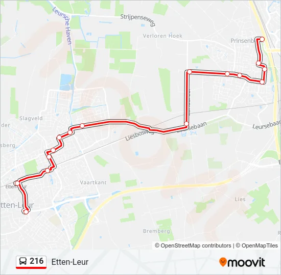 216 Bus Line Map