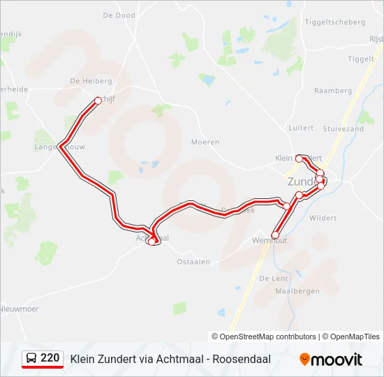 Bus 220 lijnkaart