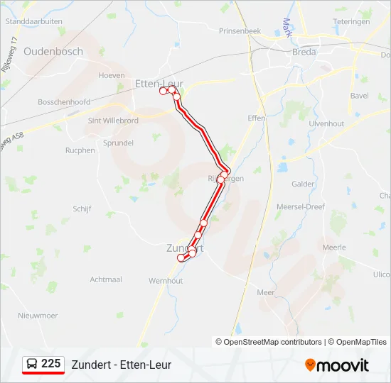 Bus 225 lijnkaart