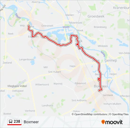 Bus 238 lijnkaart