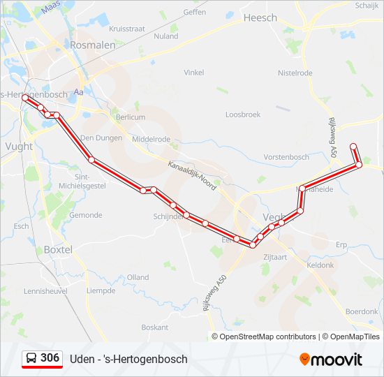 306 Route dienstregelingen, haltes en kaarten Den Bosch (Bijgewerkt)
