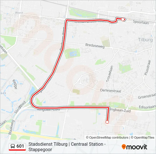 601 Bus Line Map