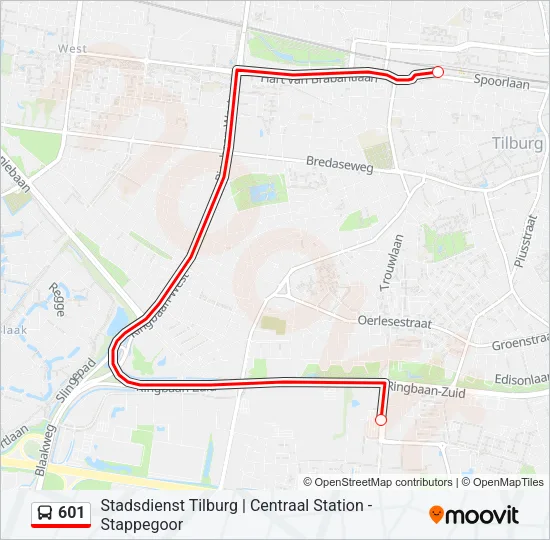 601 Bus Line Map