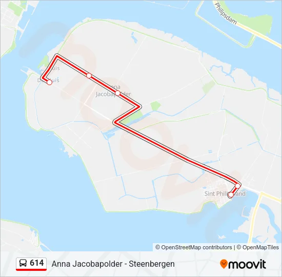 614 Bus Line Map