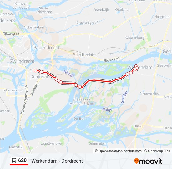 Bus 620 lijnkaart
